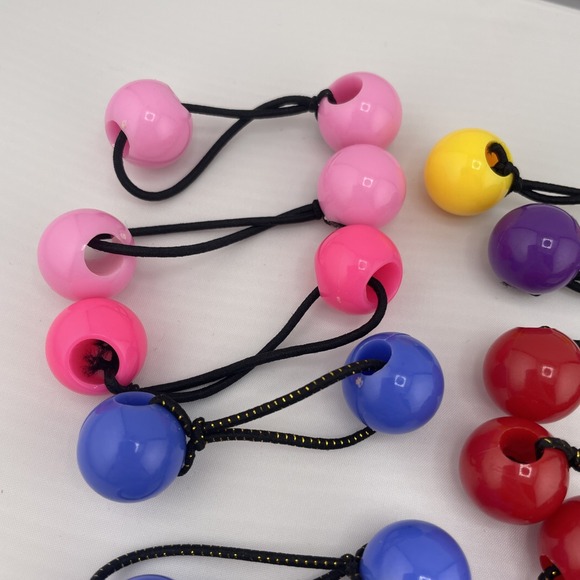 Vintage Lot Girl's assorted colors Knocker Ball Bobble Twin Hair Tie Pony holder - Picture 2 of 5